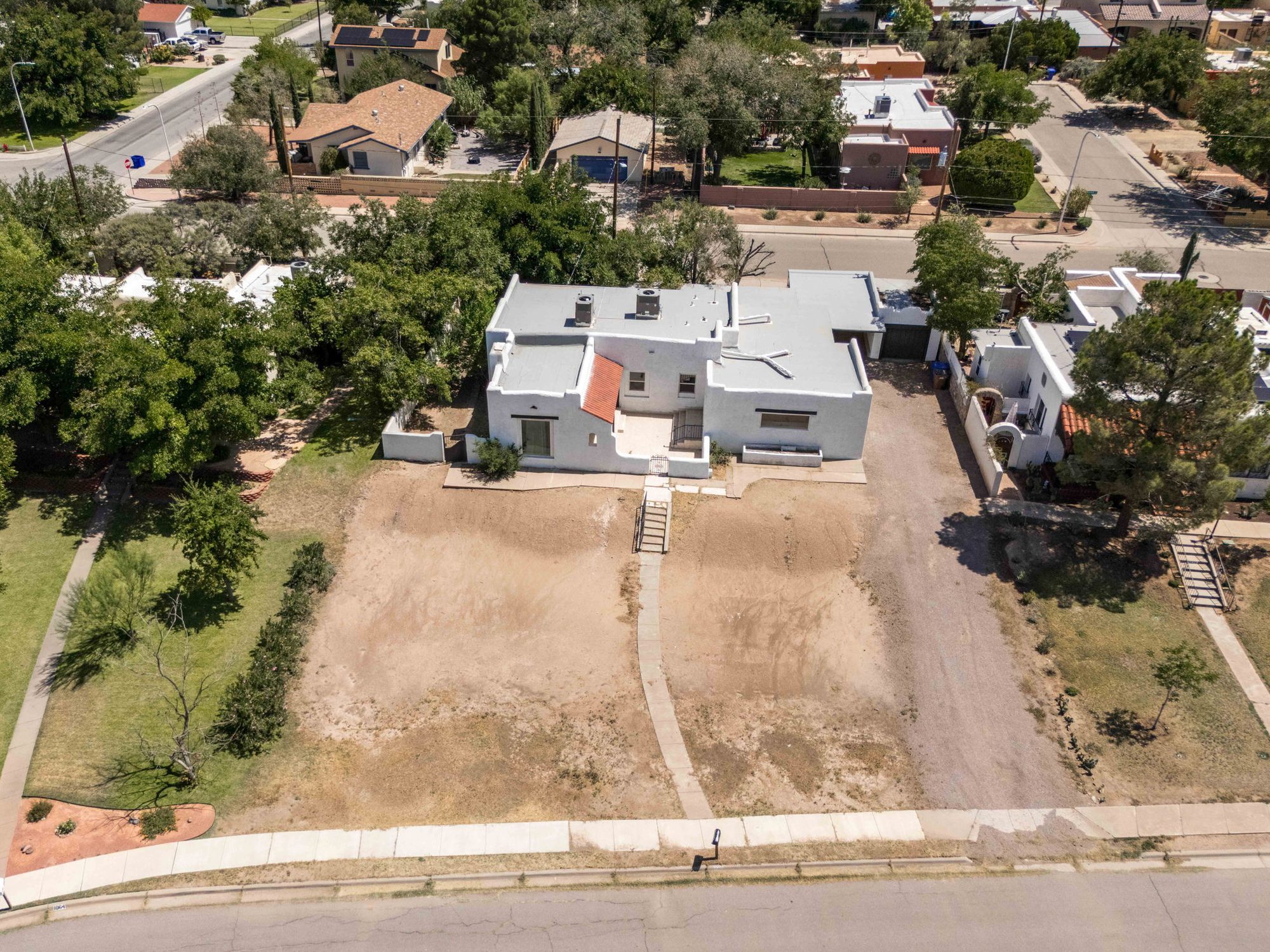 Overhead aerial view of the home and its .3-acre lot