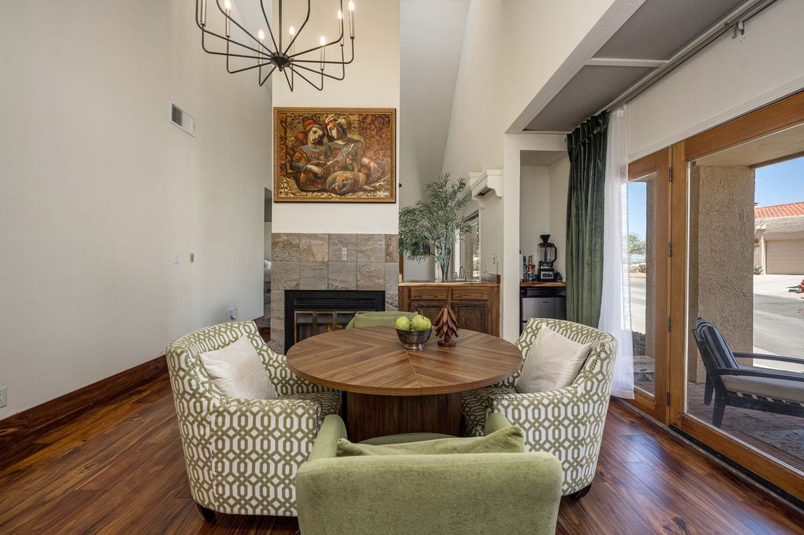 Dining and fireplace
