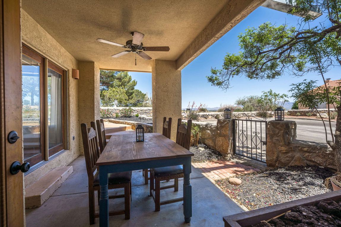 Covered patio with view