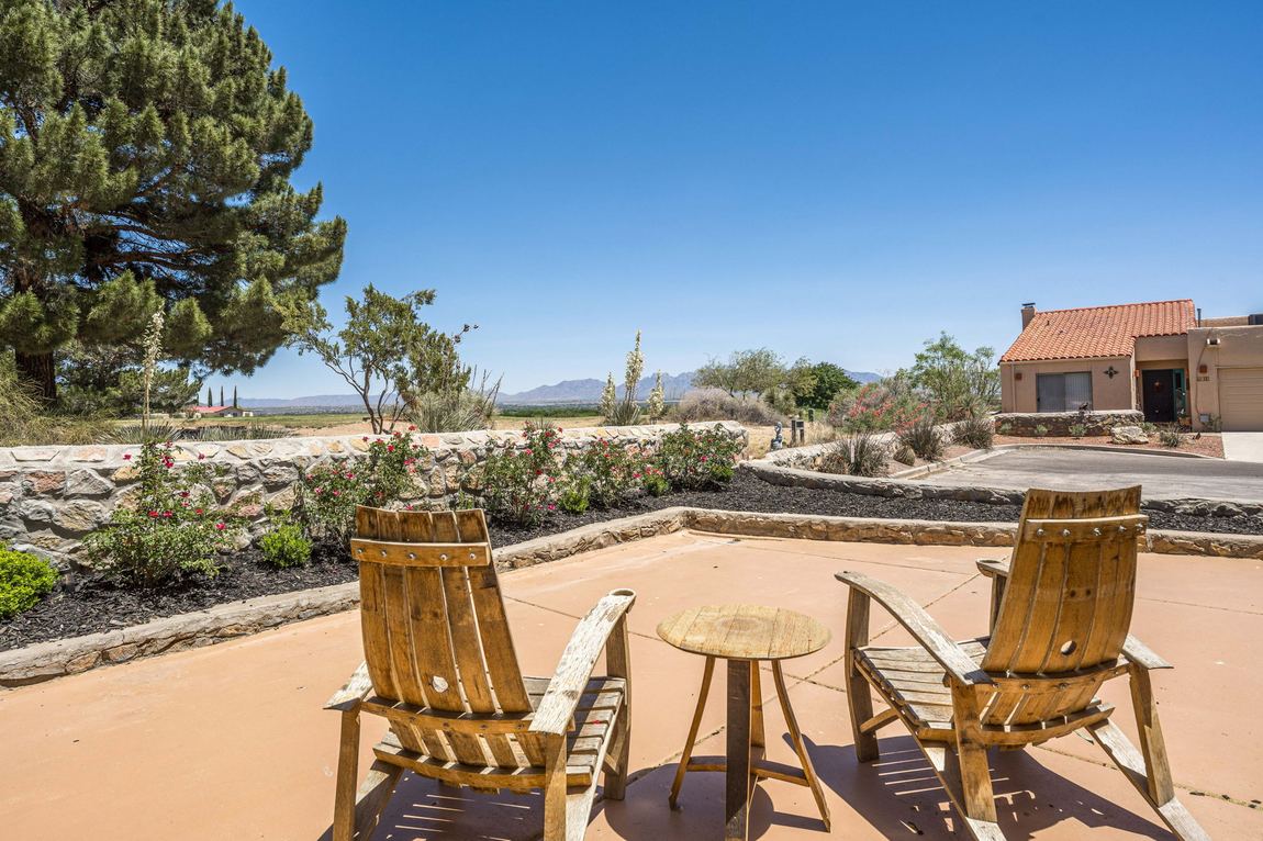 Patio with mountain view