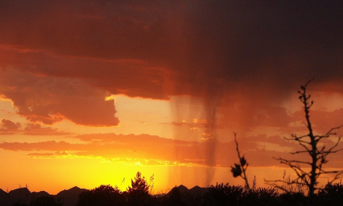 Monsoon sunset over the desert