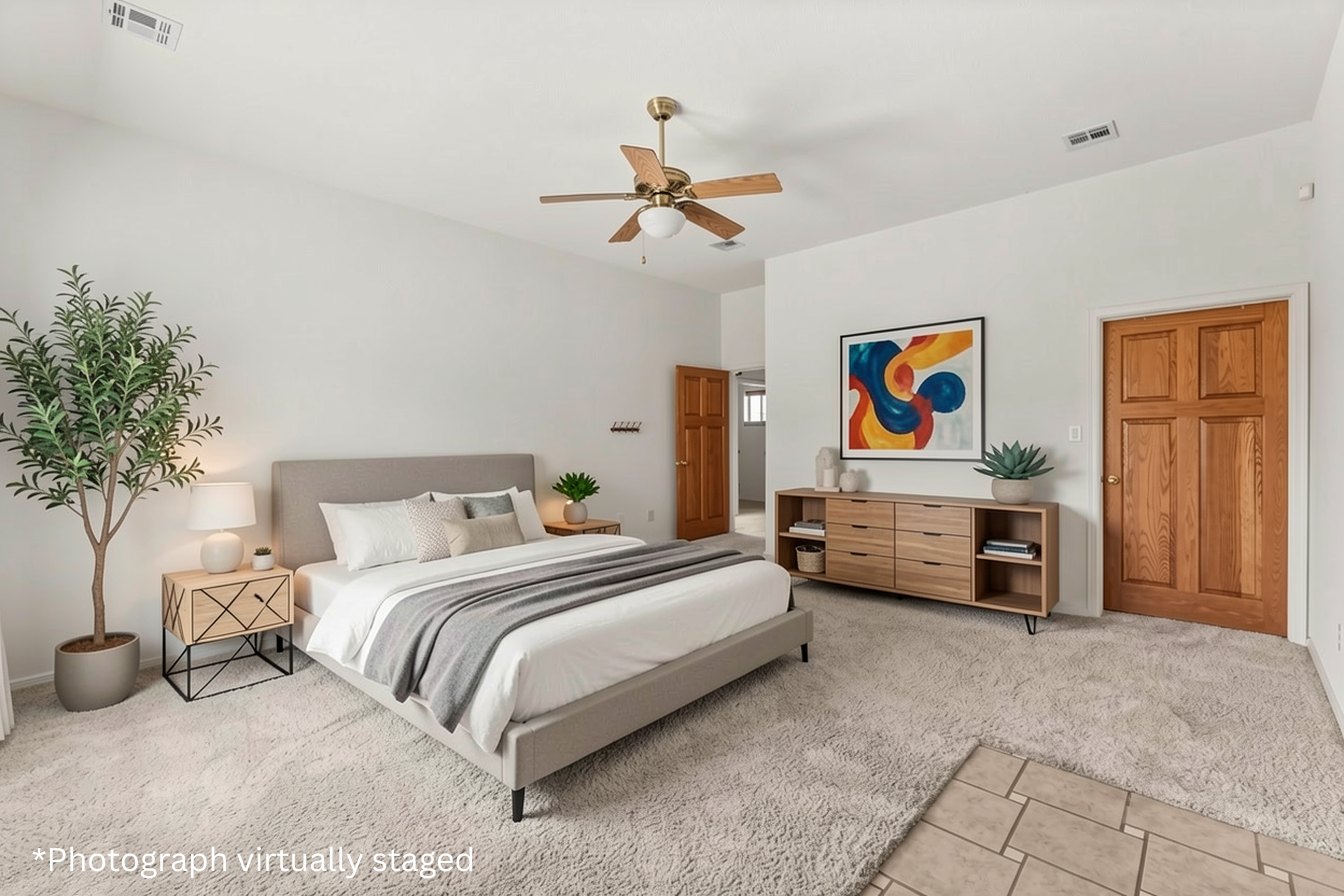 Bedroom, virtually staged