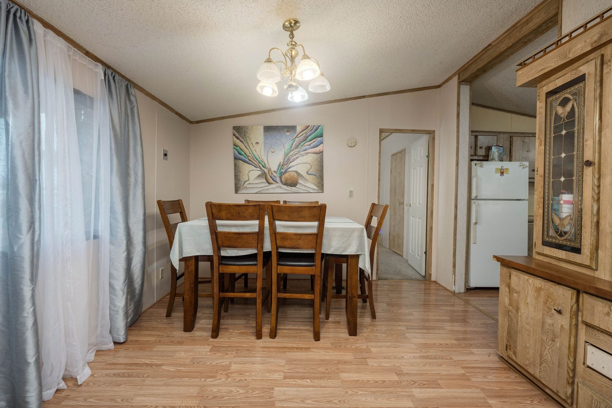 Formal dining room with chandelier